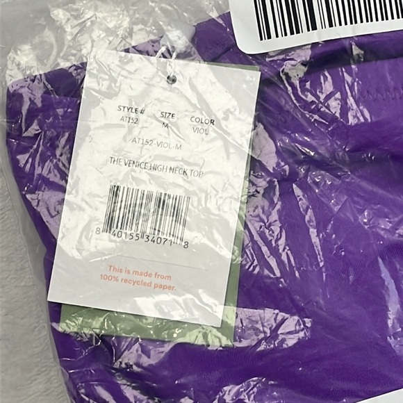 NWT Andie Swim M Purple Violet The‎ Venice High Neck Top Bathing Suit Top - Picture 4 of 14